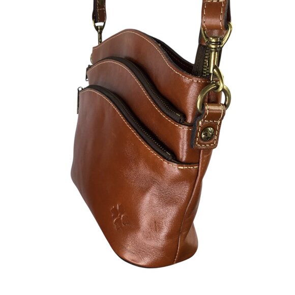 Patricia Nash Lorraine Crossbody Bag Purse Leather Brown Triple Zip - Picture 4 of 13